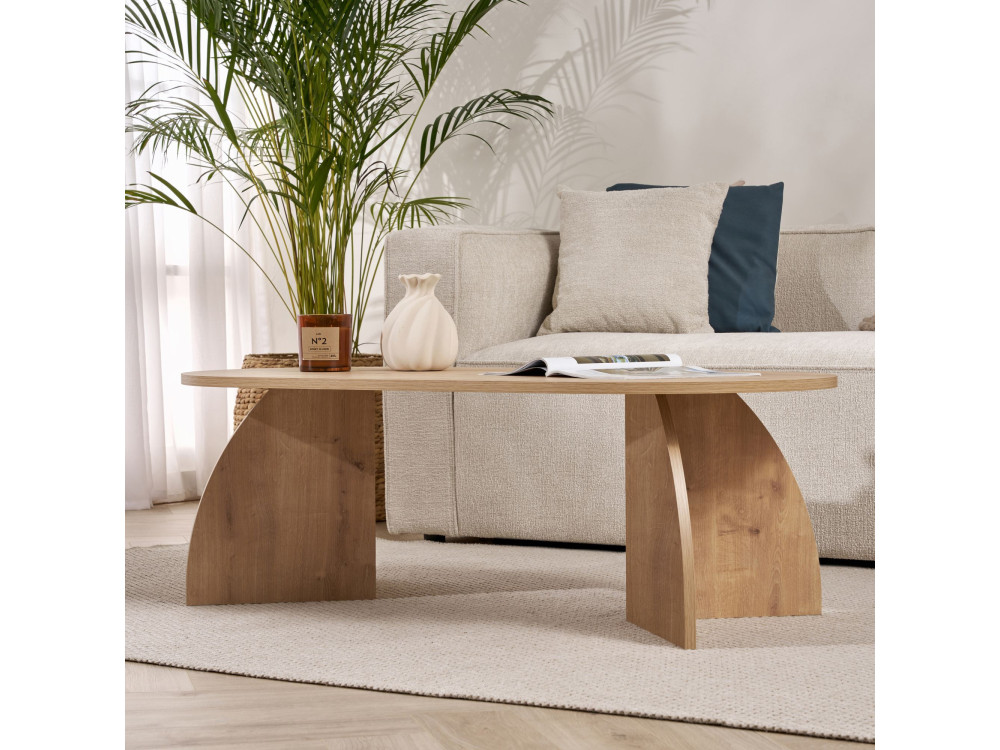Mesa baja de madera "Melina" 120 x 60 x 40 cm - Roble zafiro