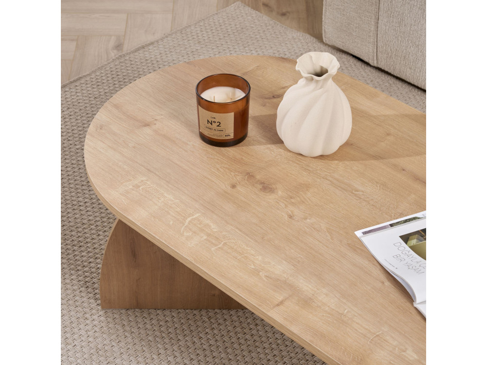 Mesa baja de madera "Melina" 120 x 60 x 40 cm - Roble zafiro