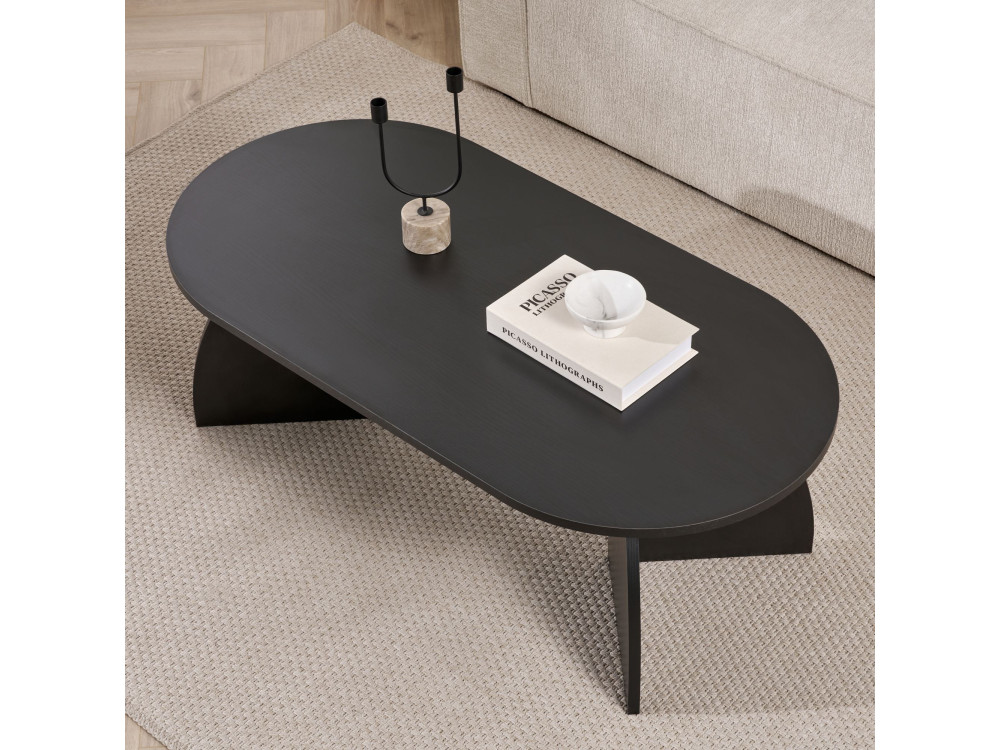 Mesa baja de madera "Melina" 120 x 60 x 40 cm - Madera negra