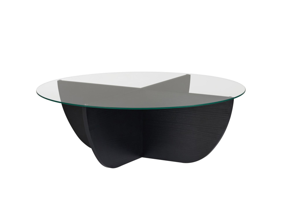 Mesa baja de cristal "Liya" 90 x 90 x 30 cm - Madera negra