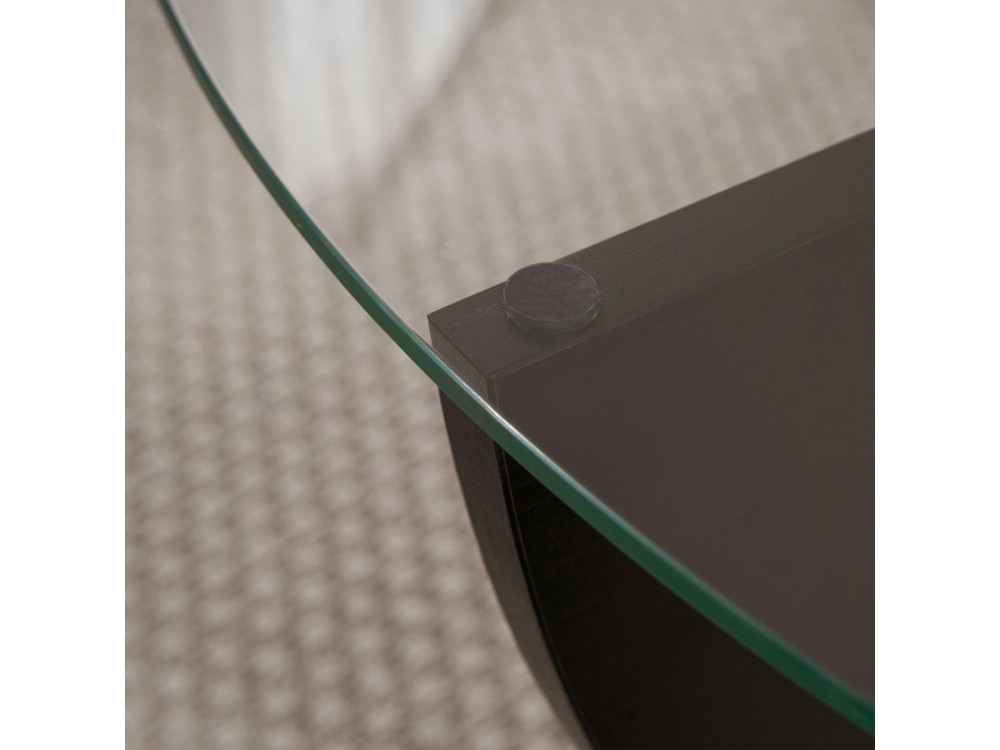 Mesa baja de cristal "Liya" 90 x 90 x 30 cm - Madera negra
