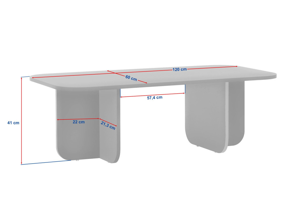 Mesa baja de madera "Akira" 120 x 60 x 41 cm - Nogal