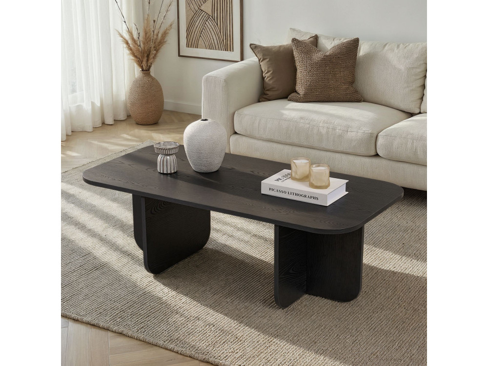 Mesa baja de madera "Akira" 120 x 60 x 41 cm - Madera negra