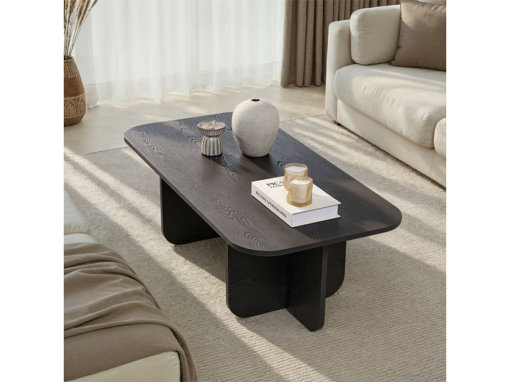 Mesa baja de madera "Akira" 120 x 60 x 41 cm - Madera negra