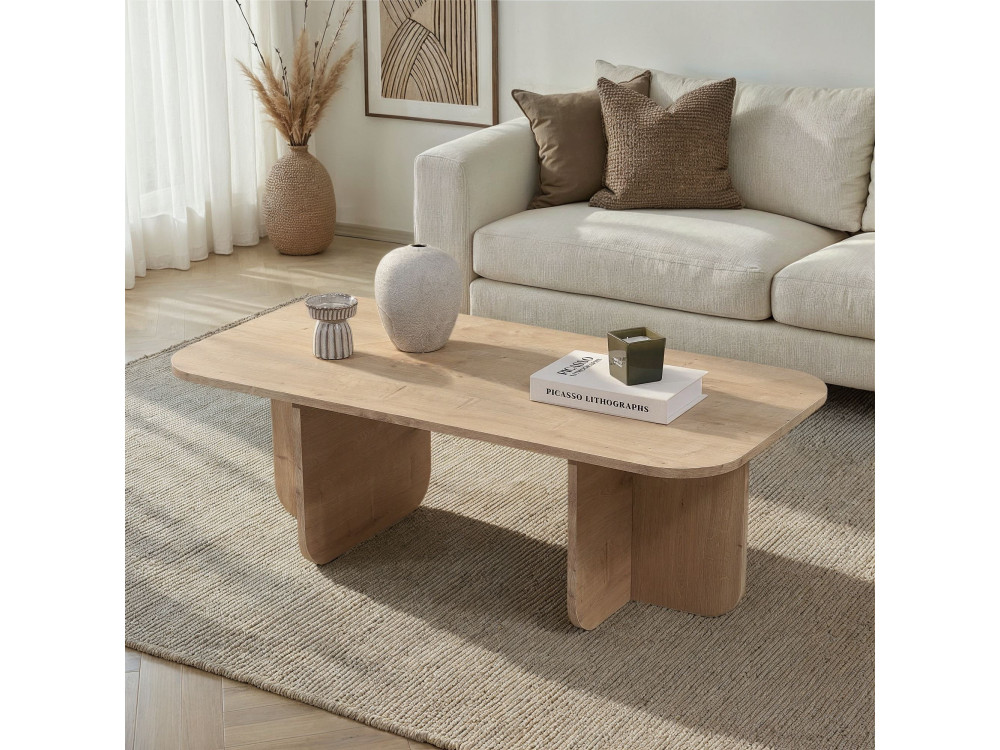 Mesa baja de madera "Akira" 120 x 60 x 41 cm - Roble zafiro