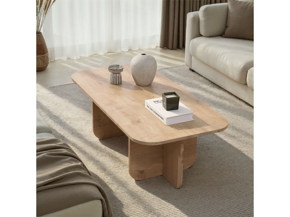 Mesa baja de madera "Akira" 120 x 60 x 41 cm - Roble zafiro