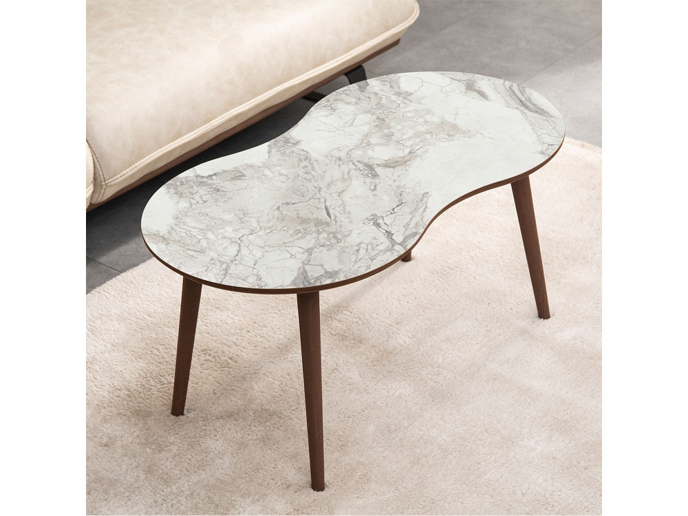 Mesa baja de madera "Moon" 99 x 54 x 45 cm - Blanco