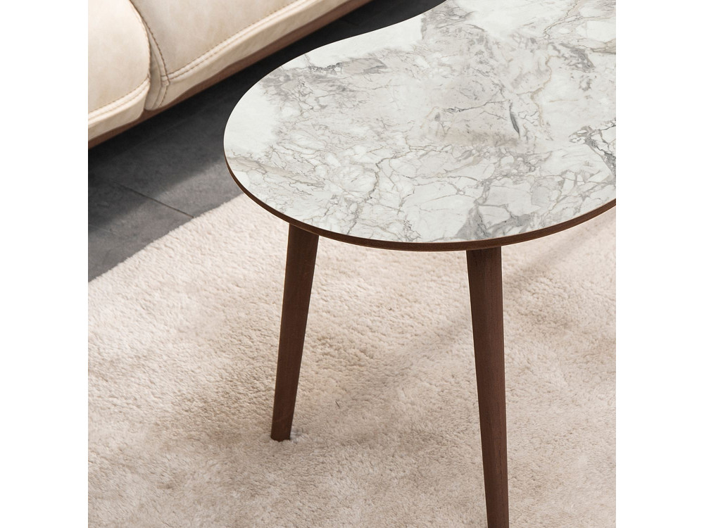 Mesa baja de madera "Moon" 99 x 54 x 45 cm - Blanco