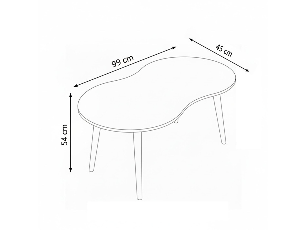 Mesa baja de madera "Moon" 99 x 54 x 45 cm - Blanco