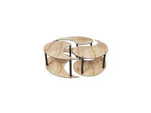 Juego de mesa baja de madera "Yin" 70 x 70 x 38 cm - Roble