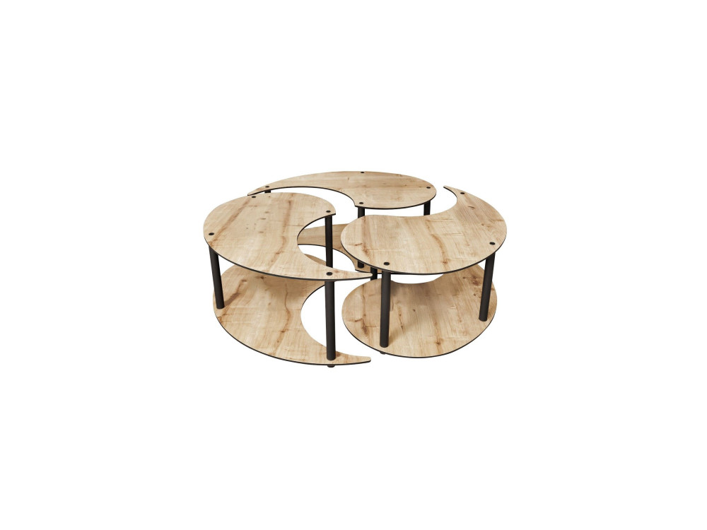 Juego de mesa baja de madera "Yin" 70 x 70 x 38 cm - Roble