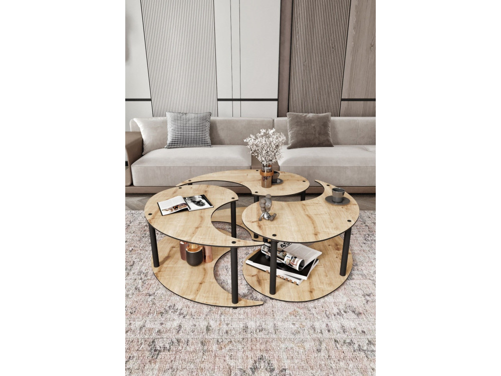 Juego de mesa baja de madera "Yin" 70 x 70 x 38 cm - Roble