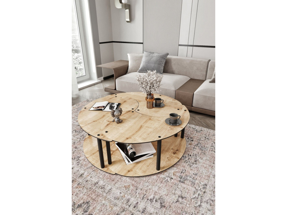 Juego de mesa baja de madera "Yin" 70 x 70 x 38 cm - Roble