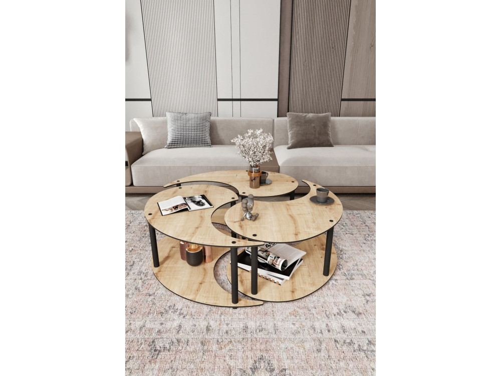 Juego de mesa baja de madera "Yin" 70 x 70 x 38 cm - Roble
