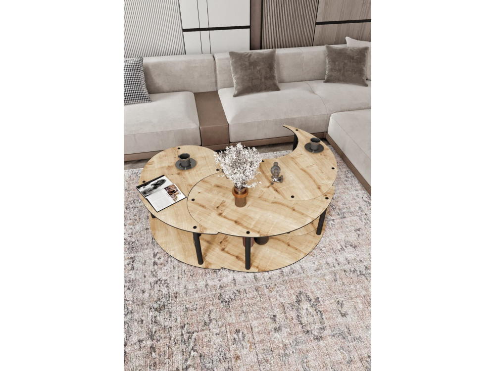 Juego de mesa baja de madera "Yin" 70 x 70 x 38 cm - Roble