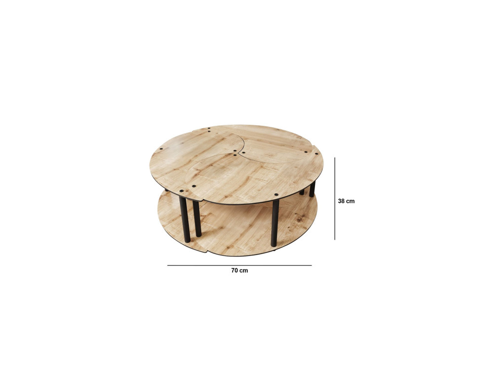 Juego de mesa baja de madera "Yin" 70 x 70 x 38 cm - Roble