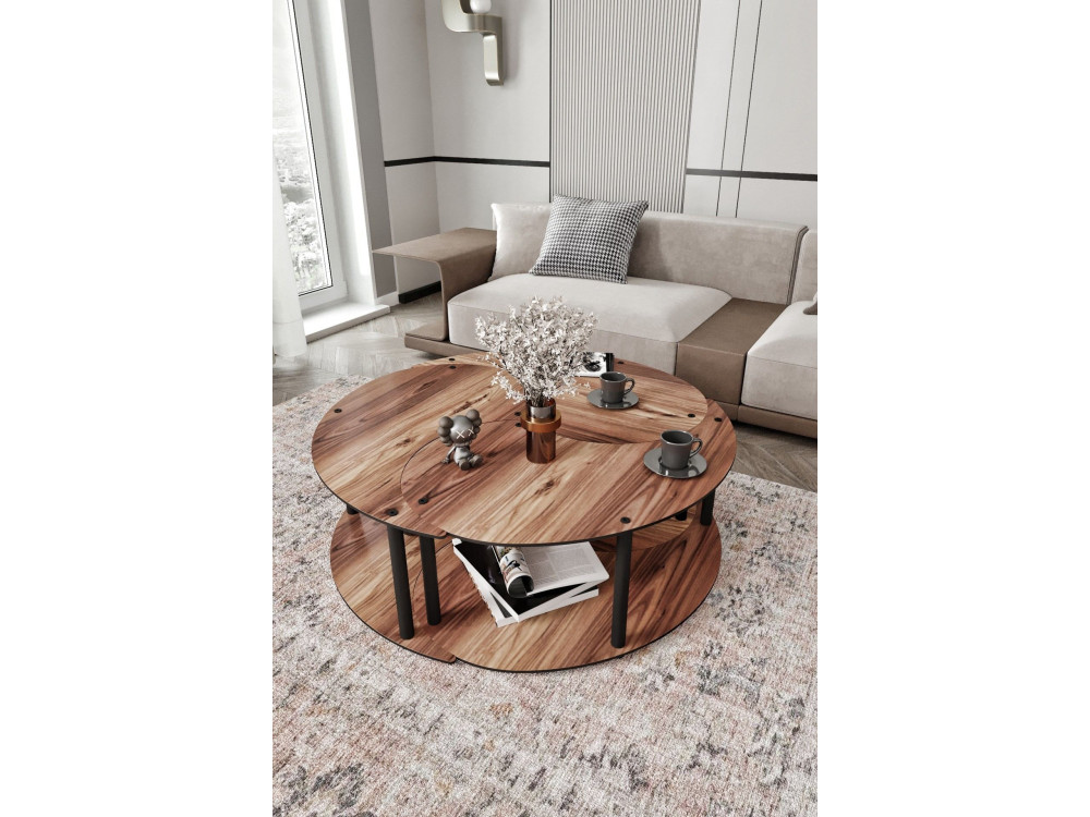 Juego de mesa baja de madera "Yin" 70 x 70 x 38 cm - Nogal