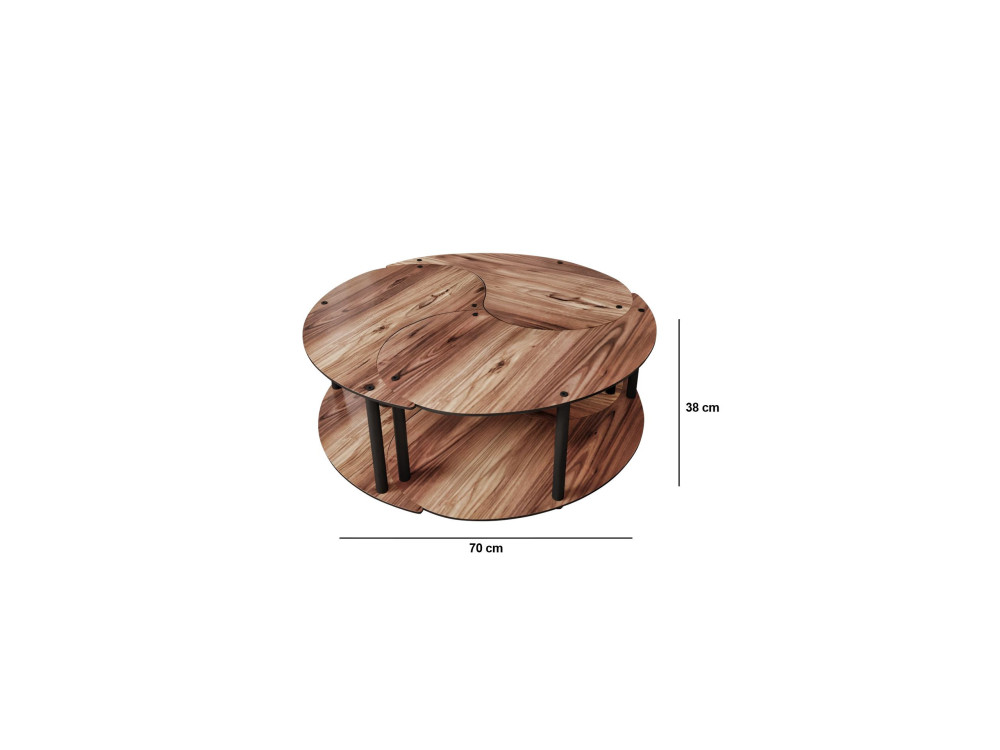 Juego de mesa baja de madera "Yin" 70 x 70 x 38 cm - Nogal