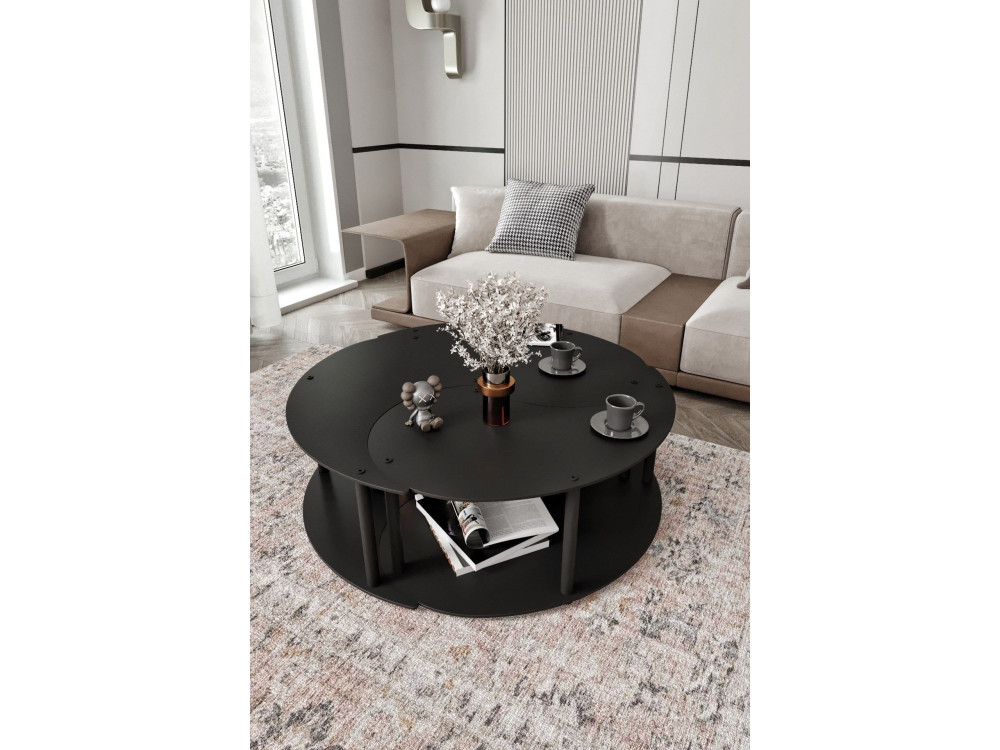 Juego de mesa baja de madera "Yin" 70 x 70 x 38 cm - Negro