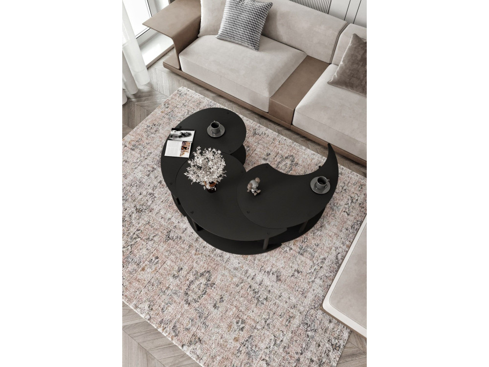 Juego de mesa baja de madera "Yin" 70 x 70 x 38 cm - Negro