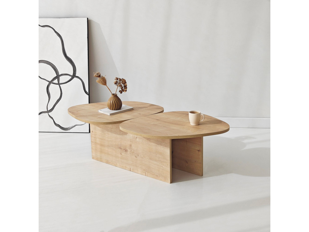 Mesa baja de madera "Stones" 125 x 60 x 38 cm - Roble zafiro