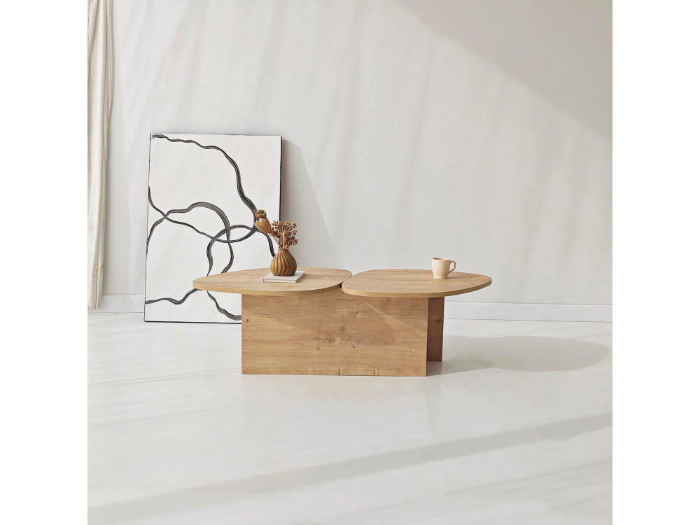 Mesa baja de madera "Stones" 125 x 60 x 38 cm - Roble zafiro