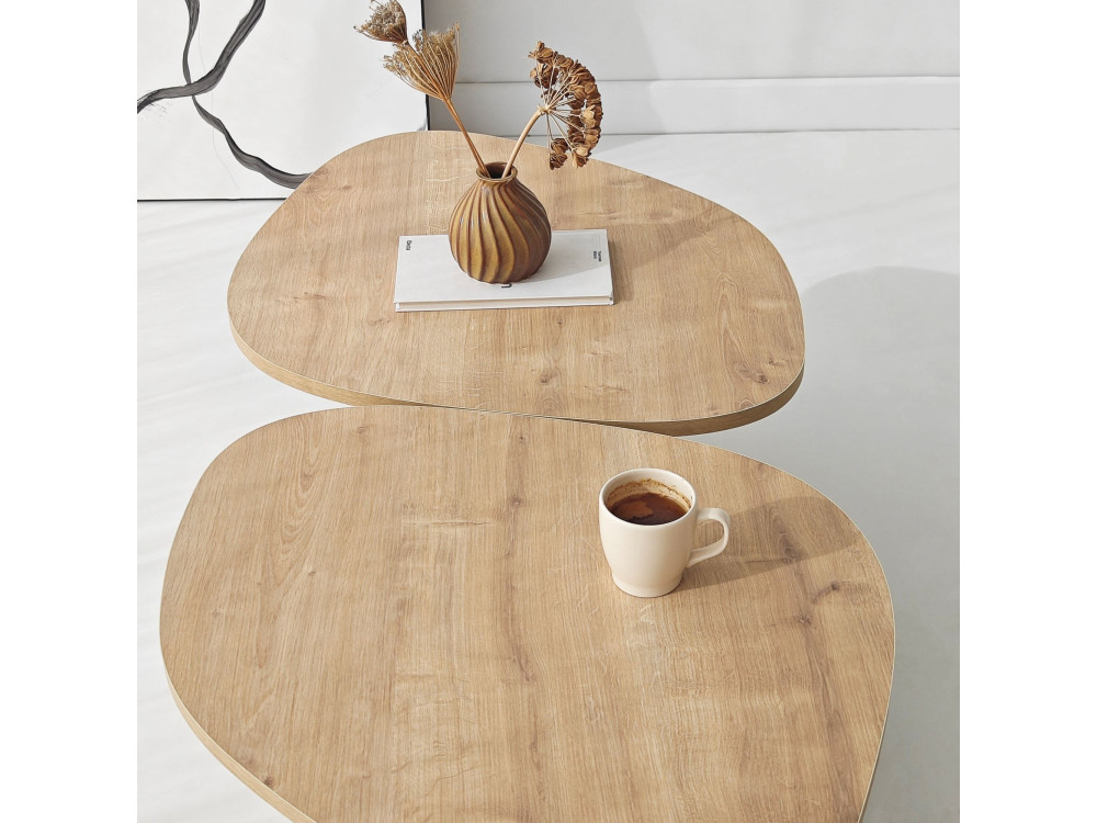 Mesa baja de madera "Stones" 125 x 60 x 38 cm - Roble zafiro