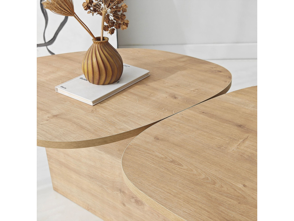 Mesa baja de madera "Stones" 125 x 60 x 38 cm - Roble zafiro