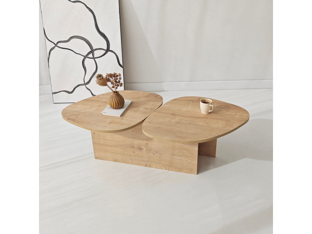 Mesa baja de madera "Stones" 125 x 60 x 38 cm - Roble zafiro