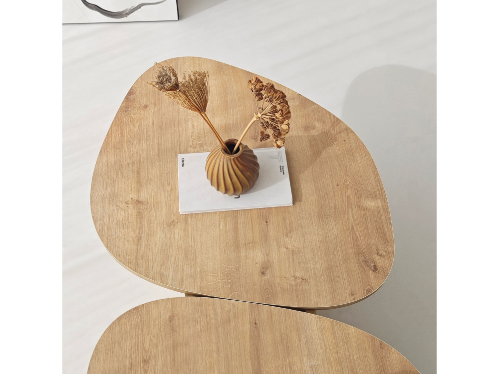 Mesa baja de madera "Stones" 125 x 60 x 38 cm - Roble zafiro