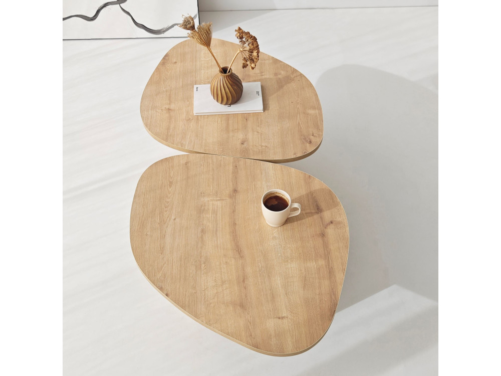 Mesa baja de madera "Stones" 125 x 60 x 38 cm - Roble zafiro