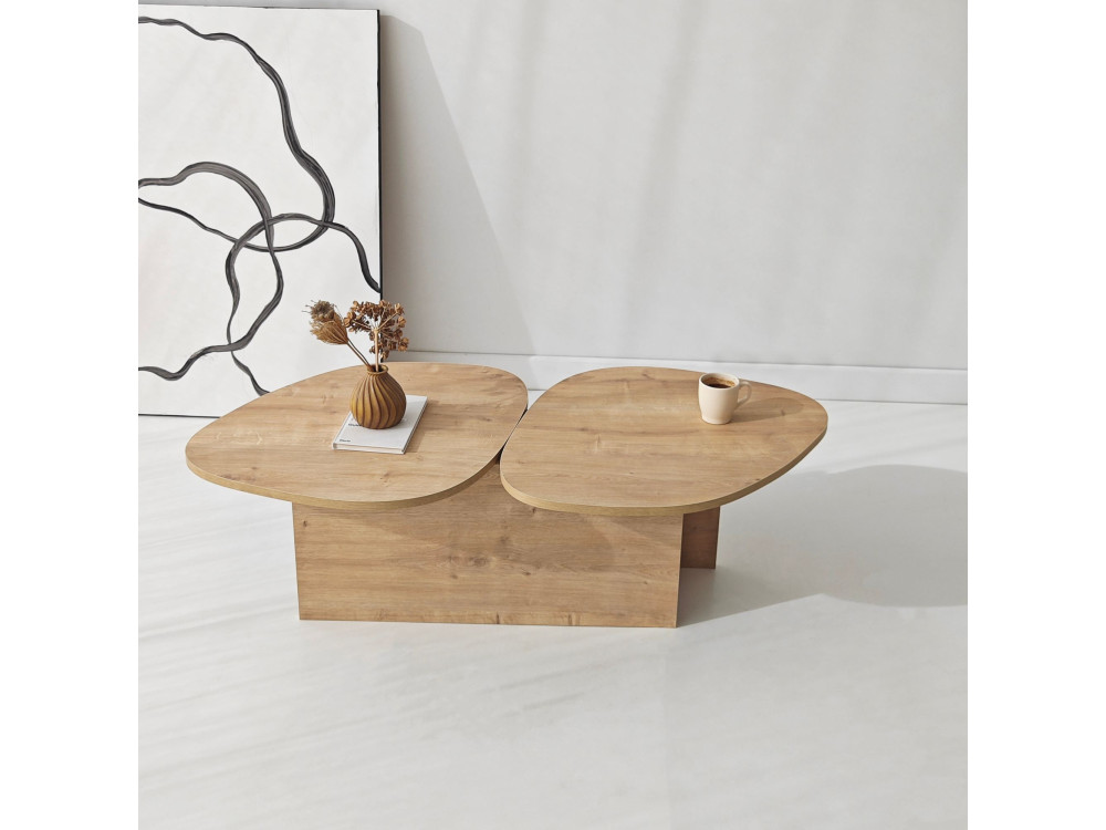 Mesa baja de madera "Stones" 125 x 60 x 38 cm - Roble zafiro
