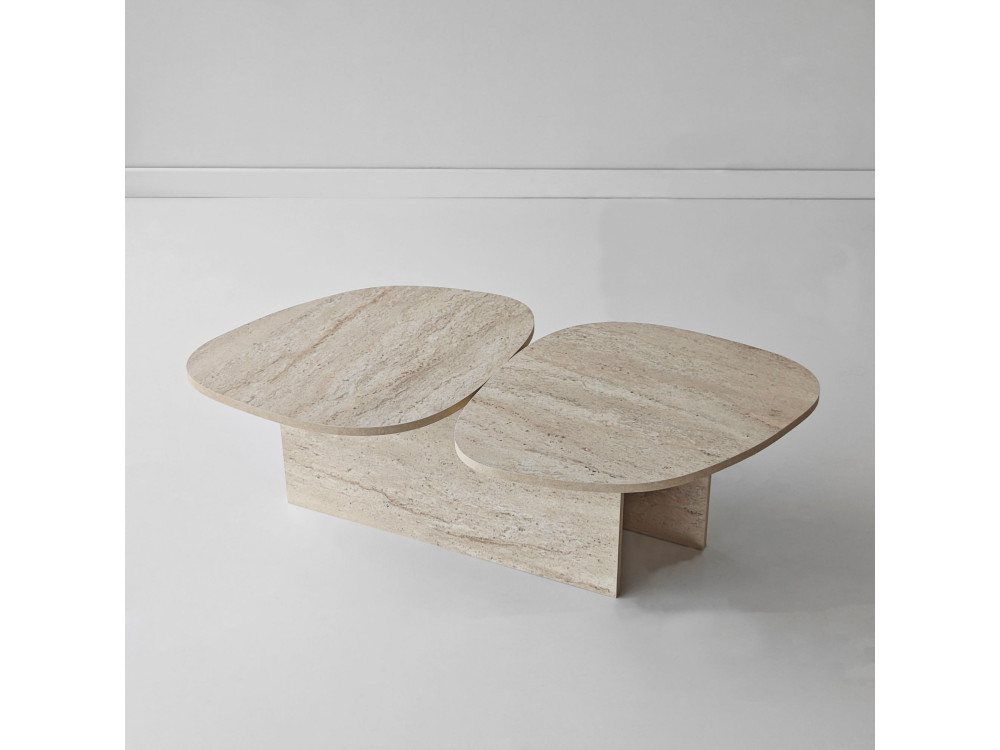 Mesa baja de madera "Stones" 125 x 60 x 38 cm - Travertino