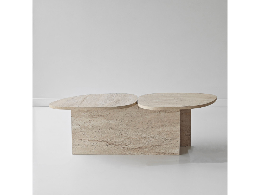 Mesa baja de madera "Stones" 125 x 60 x 38 cm - Travertino