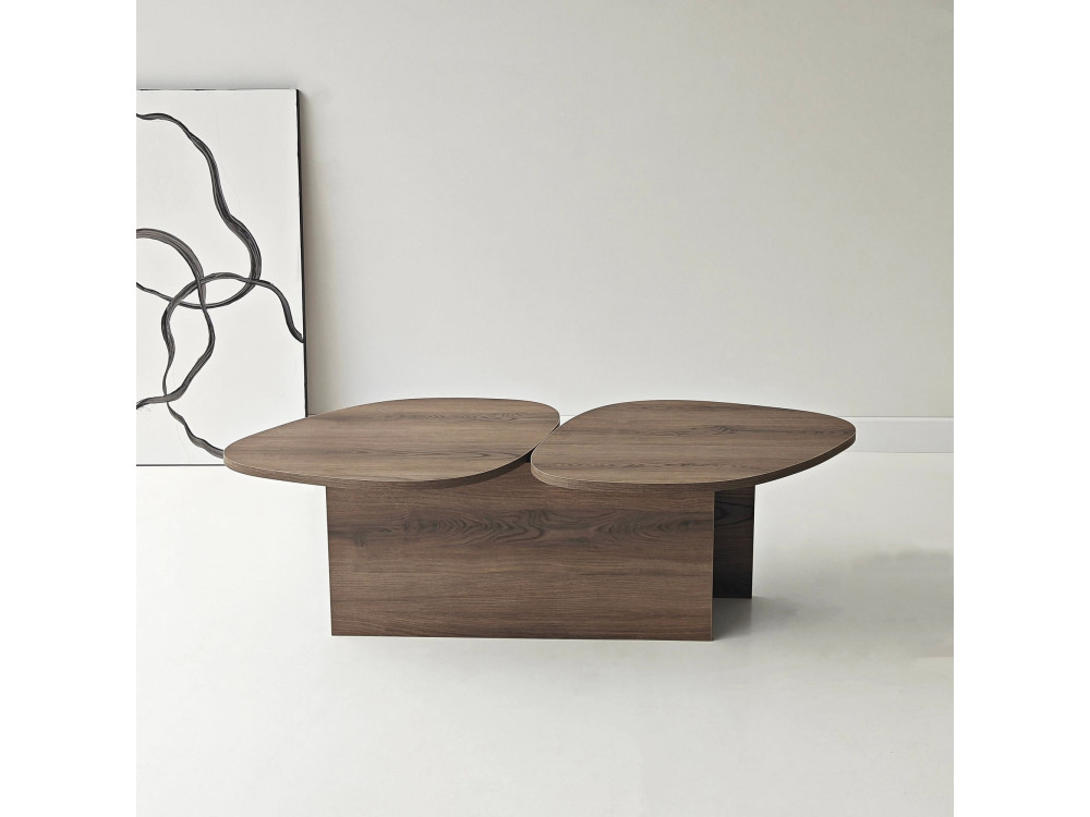 Mesa baja de madera "Stones" 125 x 60 x 38 cm - Nogal