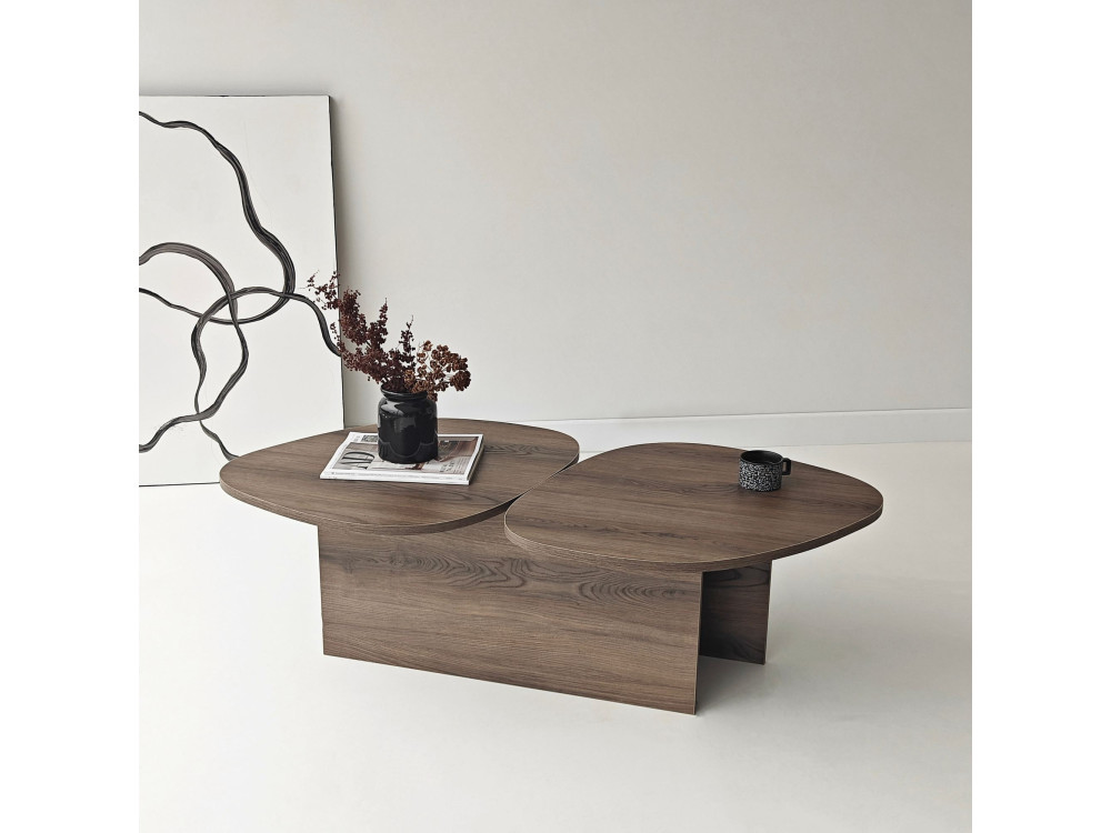 Mesa baja de madera "Stones" 125 x 60 x 38 cm - Nogal
