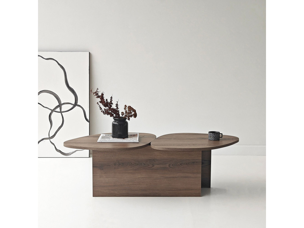 Mesa baja de madera "Stones" 125 x 60 x 38 cm - Nogal