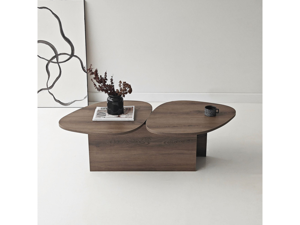 Mesa baja de madera "Stones" 125 x 60 x 38 cm - Nogal