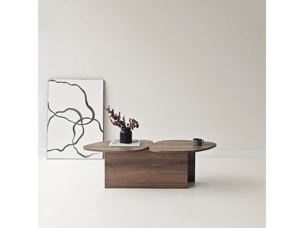 Mesa baja de madera "Stones" 125 x 60 x 38 cm - Nogal