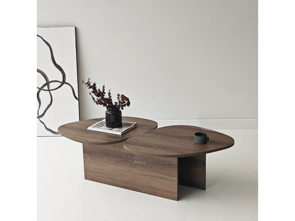 Mesa baja de madera "Stones" 125 x 60 x 38 cm - Nogal