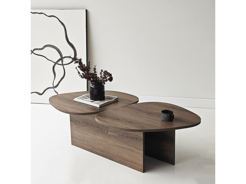 Mesa baja de madera "Stones" 125 x 60 x 38 cm - Nogal