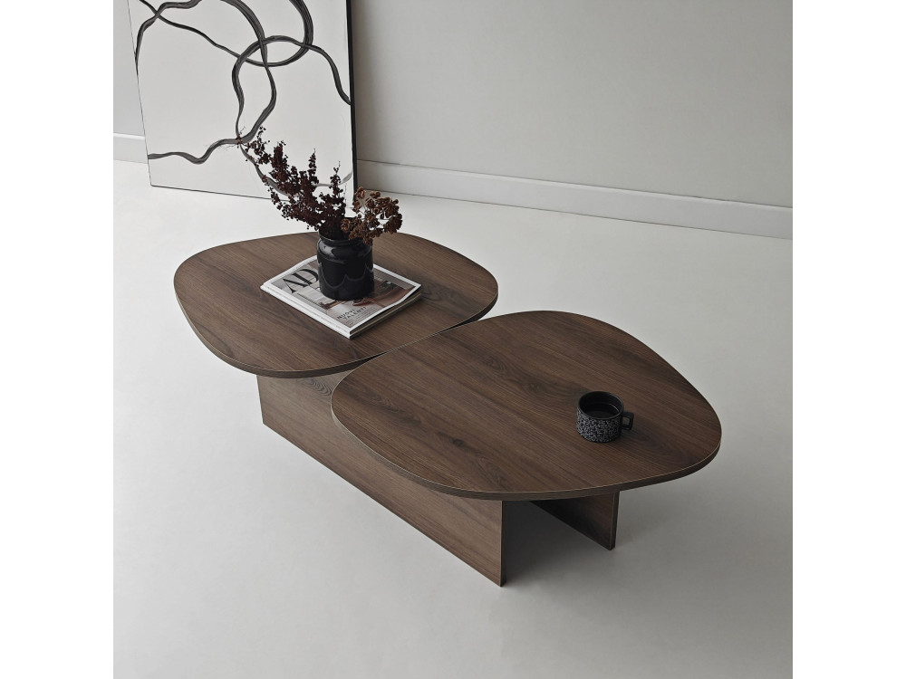 Mesa baja de madera "Stones" 125 x 60 x 38 cm - Nogal