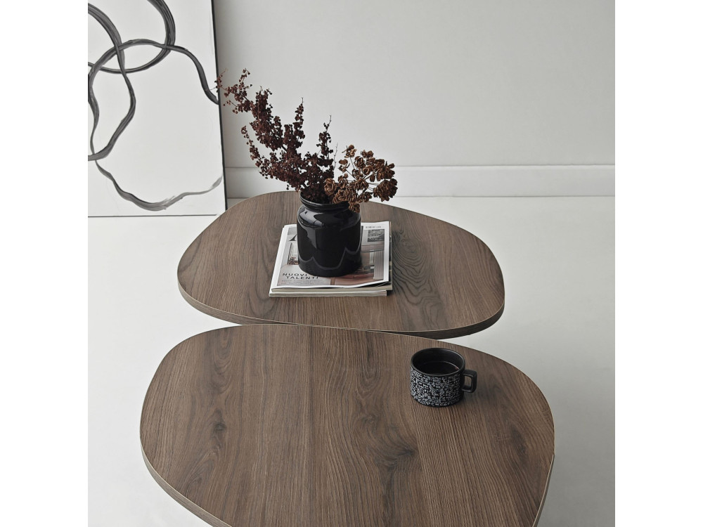 Mesa baja de madera "Stones" 125 x 60 x 38 cm - Nogal