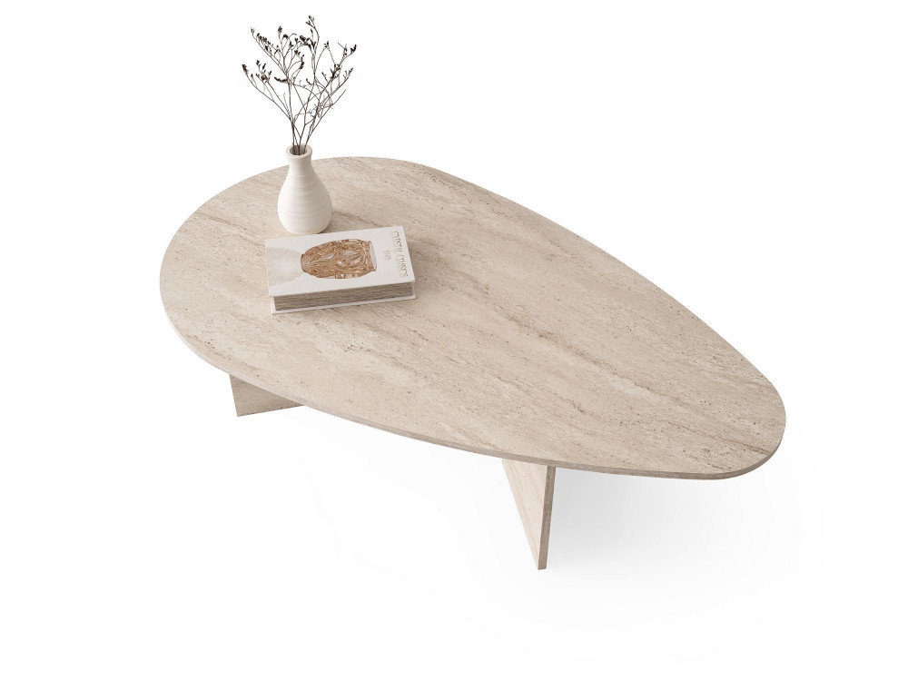 Mesa baja de madera "Flap" 139,5 x 79,5 x 42 cm - Travertino