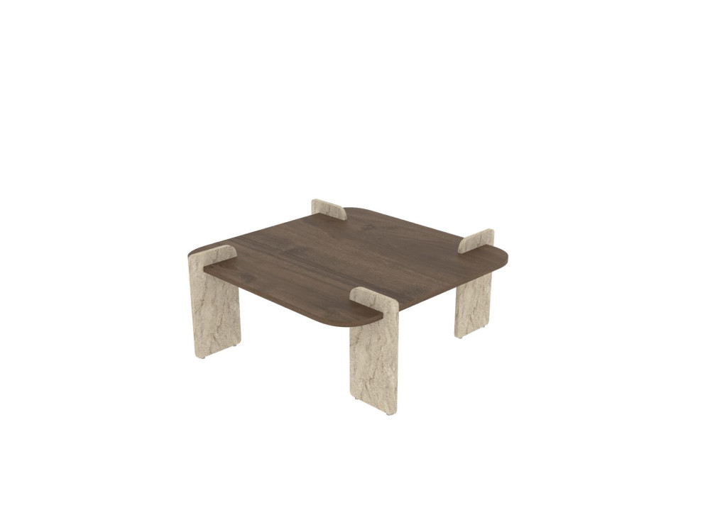 Mesa baja de madera "Afrolli" - 90 x 90 x 35 cm - Marrón