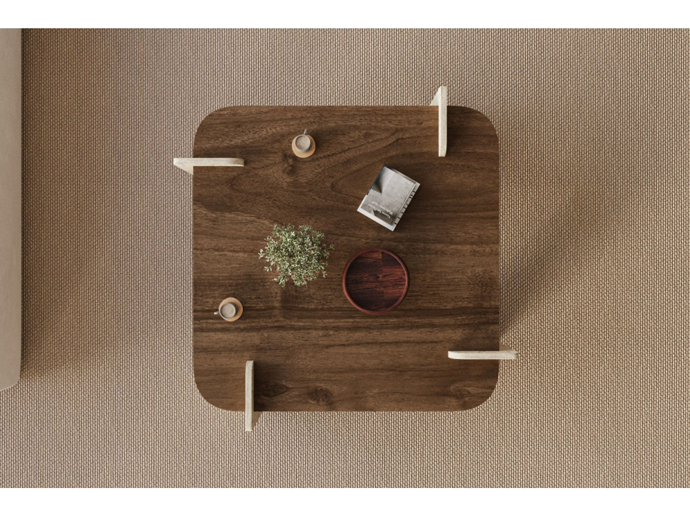 Mesa baja de madera "Afrolli" - 90 x 90 x 35 cm - Marrón