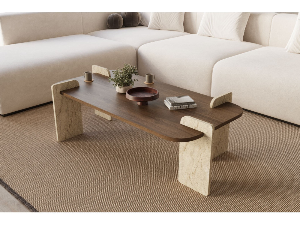Mesa baja de madera "Leapiri" - 120 x 60 x 35 cm - Marrón