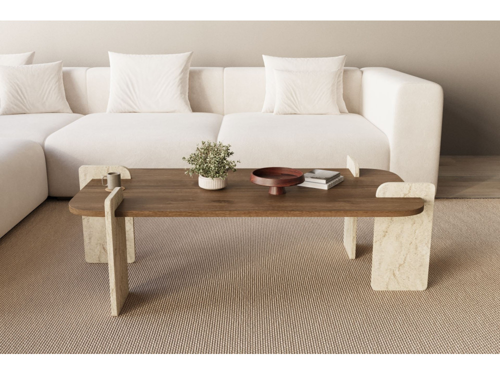 Mesa baja de madera "Leapiri" - 120 x 60 x 35 cm - Marrón