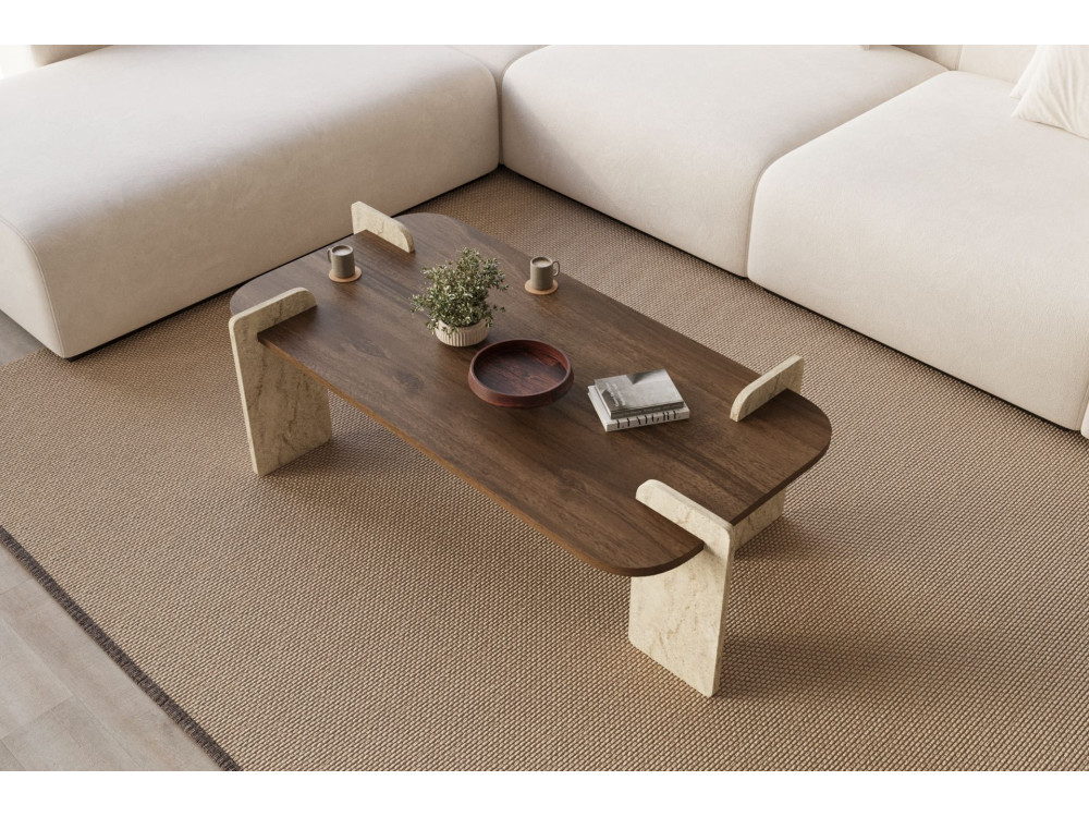 Mesa baja de madera "Leapiri" - 120 x 60 x 35 cm - Marrón