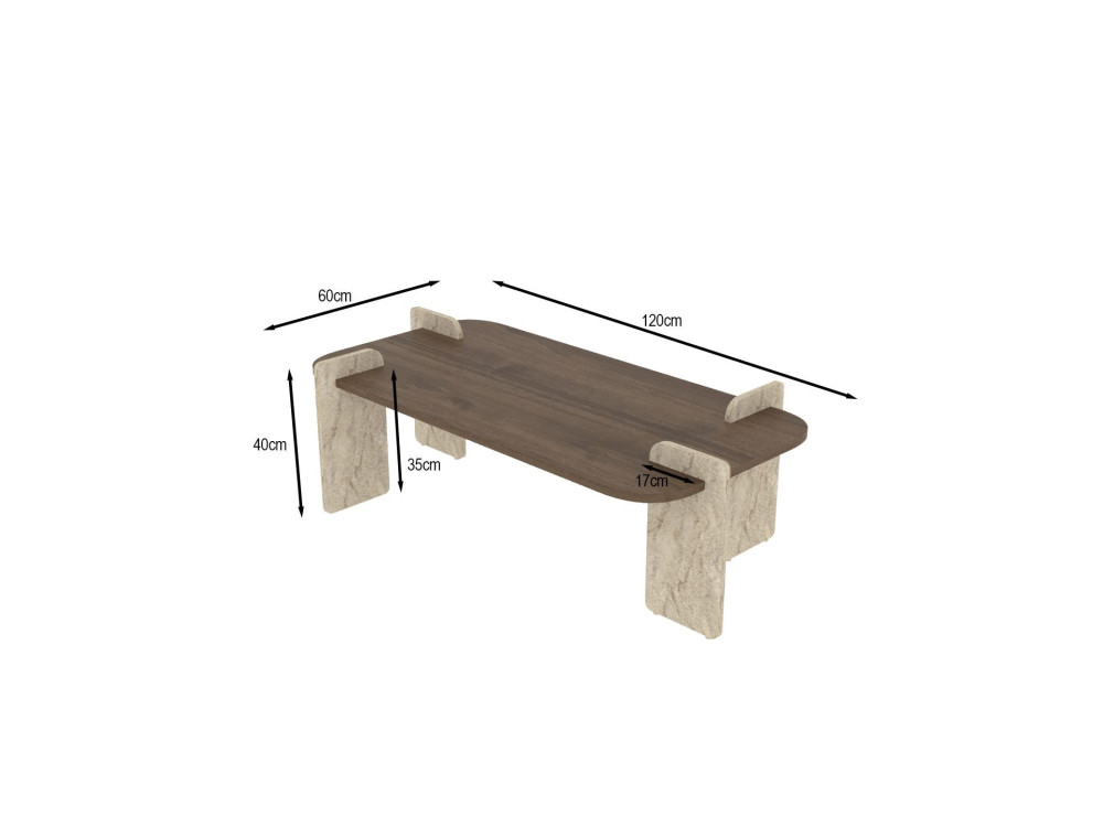 Mesa baja de madera "Leapiri" - 120 x 60 x 35 cm - Marrón